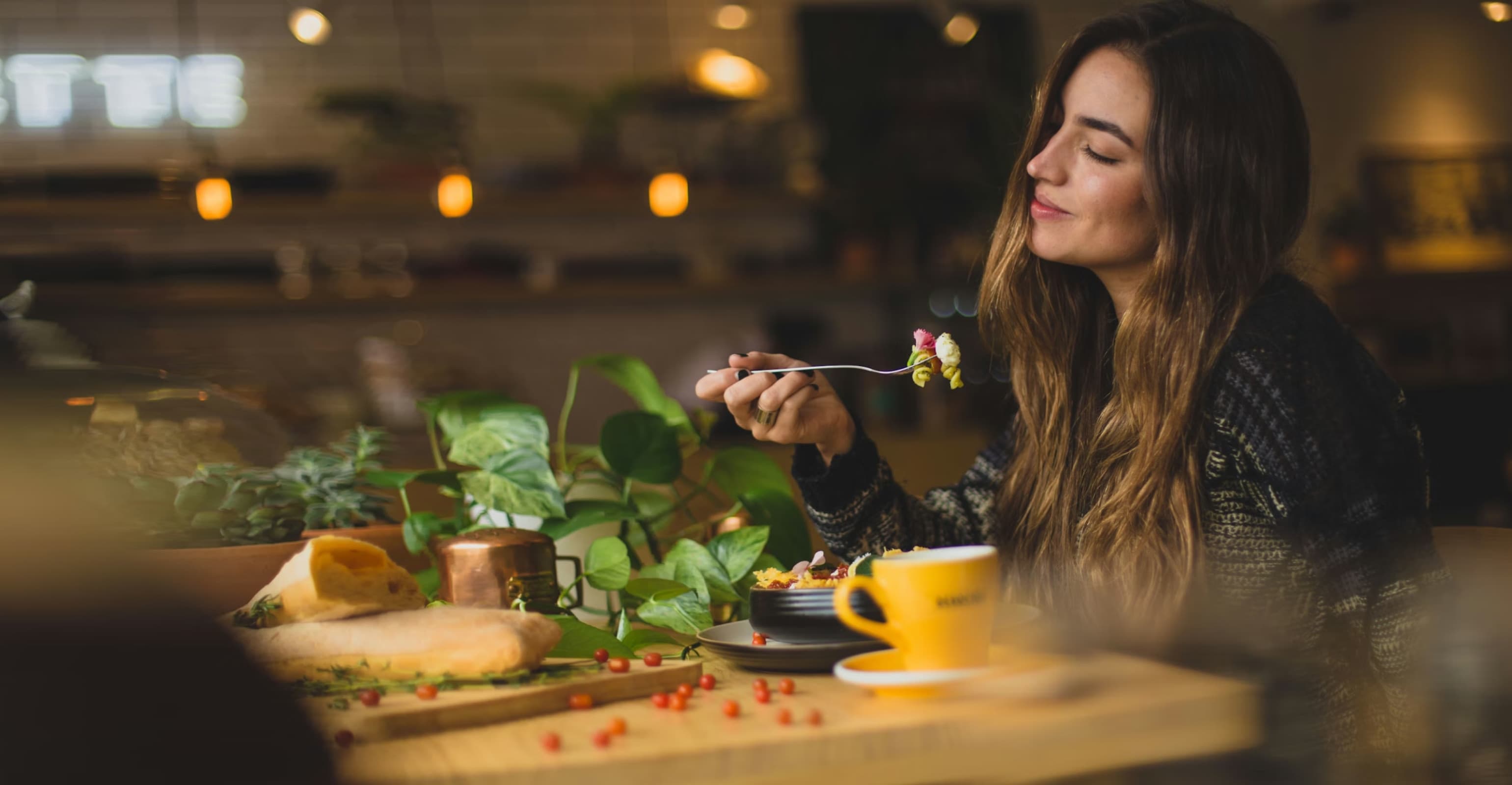 Business owner enjoying a meal